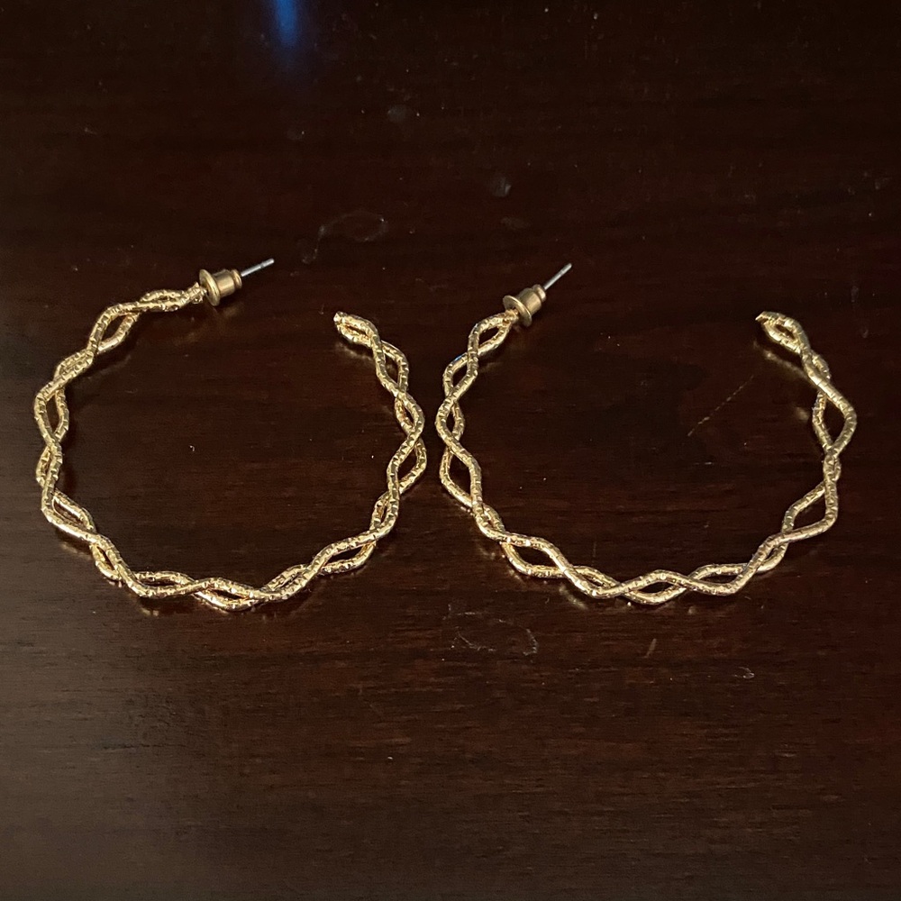 Elegant Gold Twisted Hoop Earrings